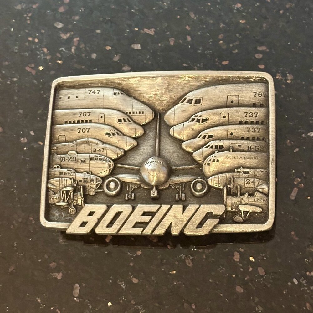 Vintage Boeing Pewter Commemortive Belt Buckle 1984 - 14 planes